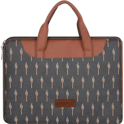 straplt 15.6-16 inch Jute+Vegan Leather Stylish & Durable Bag For Office,College, Travel Waterproof Laptop Sleeve/Cover-picture-22