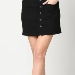 ts fashion Women Solid Pencil Black Skirt-picture-24