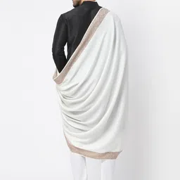 WEAVERS VILLA Poly Wool Self Design Men Shawl image 5
