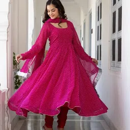 tejanient Animal Print, Floral Print, Geometric Print Georgette Stitched Anarkali Gown image 2