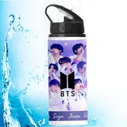 printingzone Bts Sipper Water Bottle Printed Bottle For kids Boys Girl (BS-36) 600 ml Water Bottle image 1