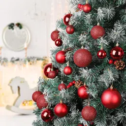 vital creation New_12 PCS” Red Balls Ornament, Decorative Balls-XMAS Balls Pack of 1 image 4