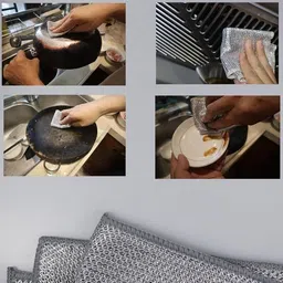 ercon Kitchen and Utensils Cleaning Cloth Scrubber non scratch pack of 10pcs Stainless Steel Scrub image 3