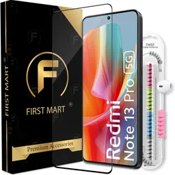 FIRST MART Edge To Edge Tempered Glass for Redmi Note 13 Pro 5G, Redmi Note 13 Pro, Redmi Note 13 5G, Redmi Note 13, OG Tempered Glass with Cable Protector-image-44