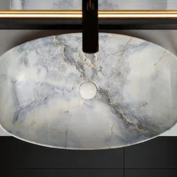 delta Big Size Premium Designer Ceramic Wash Basin(M49) with Waste Pipe & Coupling set (24*15*5)(M49) Matt Table Top Basin image 4