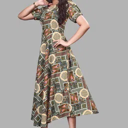 ozex Women Fit and Flare Multicolor Maxi/Full Length Dress image 5