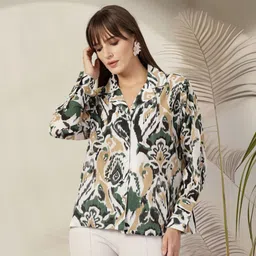 pluss Women Regular Fit Printed Spread Collar Casual Shirt image 1