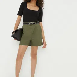 dorothy perkins Solid Women Green Regular Shorts image 3