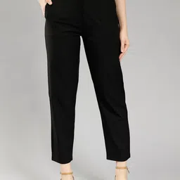 mast & harbour Women Regular Fit Black Polyester Trousers-picture-12