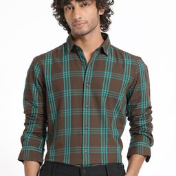 RARE RABBIT Men Missys Slim Fit Tartan Checked Opaque Cotton Shirt-picture-13