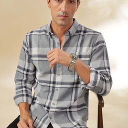 HERE&NOW Men Slim Fit Tartan Checks Opaque Checked Casual Shirt-picture-33