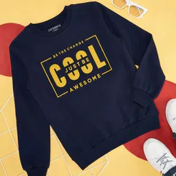 Pantaloons Junior Boys Navy Blue Typography Printed Sweatshirt image 1