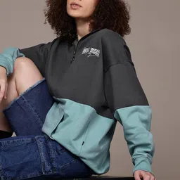 The Roadster Lifestyle Co. Colourblocked Half Zipper Sweatshirt-image-60