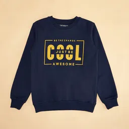 Pantaloons Junior Boys Navy Blue Typography Printed Sweatshirt image 3