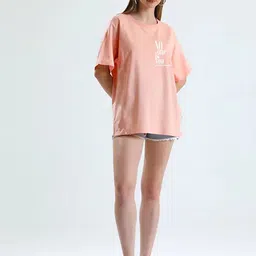 MISCHIEF MONKEY Typography Printed Oversized Cotton T-shirt image 1