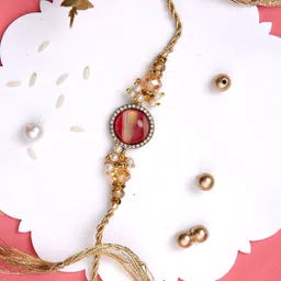 Aapno Rajasthan Beaded Thread Rakhi with Roli Chawal & Greetings Card-picture-15