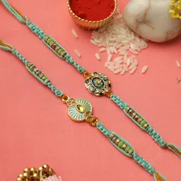 Aapno Rajasthan Set of 2 Beaded Rakhi with Roli Chawal & Greeting Card-picture-41