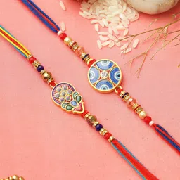 Aapno Rajasthan Set of 2 Circular Rakhi with Roli Chawal & Greeting Card-picture-50