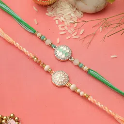 Aapno Rajasthan Set of 2 Enameled Rakhi with Roli Chawal & Greeting Card-picture-46