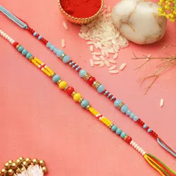 Aapno Rajasthan Set of 2 Beaded Rakhi with Roli Chawal & Greeting Card-picture-15
