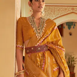 Anouk Geometric Silk Blend Ikat Saree image 3