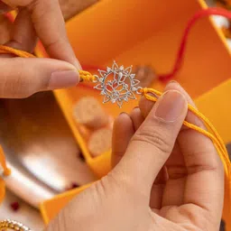 Shyle 925 Sterling Silver Ganesha Charm Tie-Up Rakhi image 2