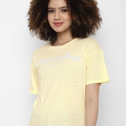 AMERICAN EAGLE OUTFITTERS Women Yellow Typography Pure Cotton T-shirt-picture-21