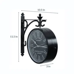 tu casa Black Metal Analog Railway Clock image 3