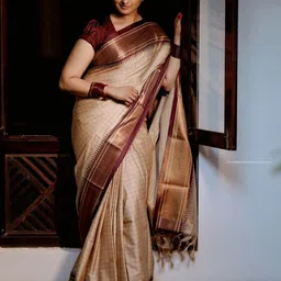 KALINI Checked Zari Banarasi Saree image 1