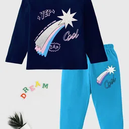 KUCHIPOO Girls Printed Round Neck T-shirt with Pyjamas-image-24