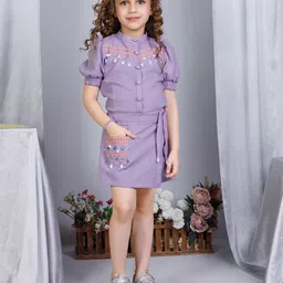 Peppermint Girls Mandarin Collar Top with Shorts-image-25
