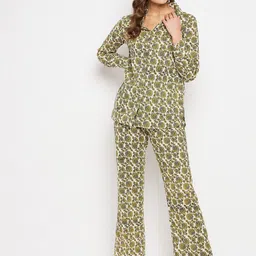 Orchid Blues Women Printed Pure Cotton Shirt with Trousers-image-97