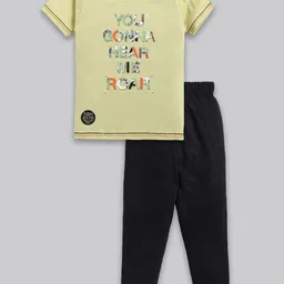 Todd N Teen Boys Typographic Printed Pure Cotton T-shirt with Trousers-image-0