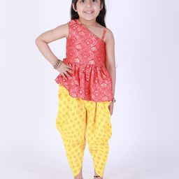 Twisha Girls Printed One Shoulder Top with Dhoti Pants-picture-24