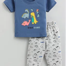 YK Boys Dinosaur Conversational Printed Pure Cotton T-shirt with Trousers-picture-30