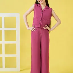 Stylo Bug Girls Notched Lapel Coat with Trousers-picture-23