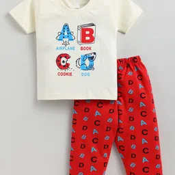YK Boys Typography Printed Pure Cotton T-shirt with Trousers-picture-41