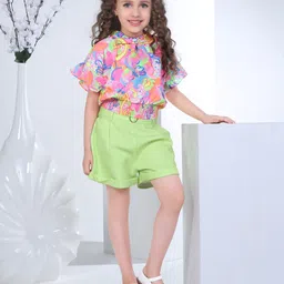 Peppermint Girls Shirt Collar Printed Top with Shorts-picture-27