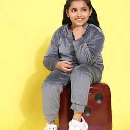 Ameeha Kids Embellished Fleece Sweatshirt With Joggers-picture-37