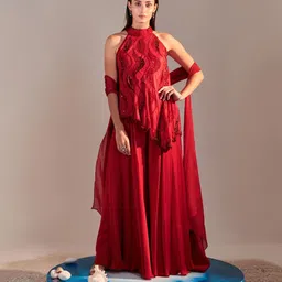 ONE KNOT ONE Asymmetric Tunic With Flared Sharara Set-picture-24