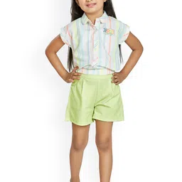 Peppermint Girls Green Printed Shirt with Shorts-picture-47