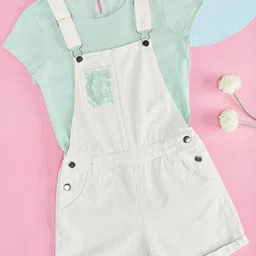 Pantaloons Junior Girls Embellished Straight Leg Cotton Dungarees-picture-31