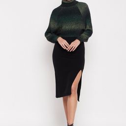 Madame Self Design Turtle Neck Quirky Acrylic Crop Pullover-picture-43