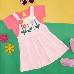 Pantaloons Baby Infants Girls Printed Dungaree Comes With A T-shirt-picture-31