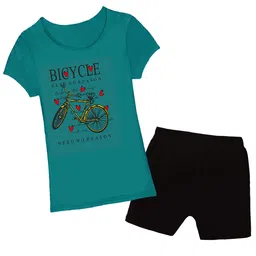 CoolTees4U Girls Printed Pure Cotton T-shirt With Shorts-image-33