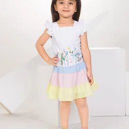 Peppermint Girls Printed Square Neck Top with Skirt-picture-20