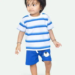 ariel Girls Striped Pure Cotton T-shirt With Shorts-image-9