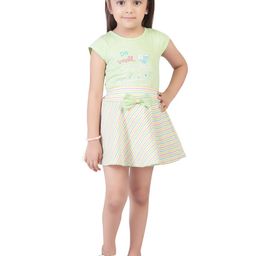 Tiny Girl Girls Green Printed Cotton Top with Skirt Clothing Set-picture-30