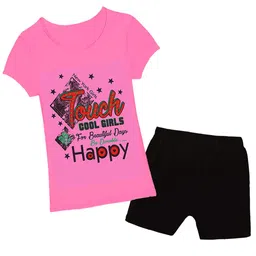 CoolTees4U Girls Printed Pure Cotton T-shirt With Shorts-image-58