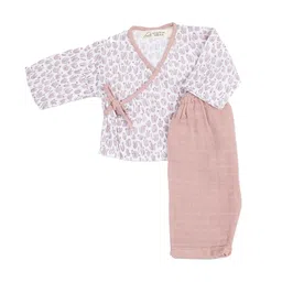 Masilo Girls Pink Printed Kimono Organic Cotton Top with Trousers-picture-45